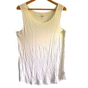 LOGO LAYERS Cream Knit Tank Top L Scoop Neck Sleeveless Basic Layering